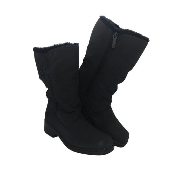 Totes Snowpuff Women's Pre-owned Black Waterproof, Faux Fur Snow Boots - sz. 6 - Picture 1 of 5